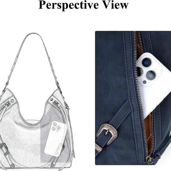 Wrangler Large Hobo Purses and Handbags for Women with Buckle and Fringe Zipper - Picture 4 of 8